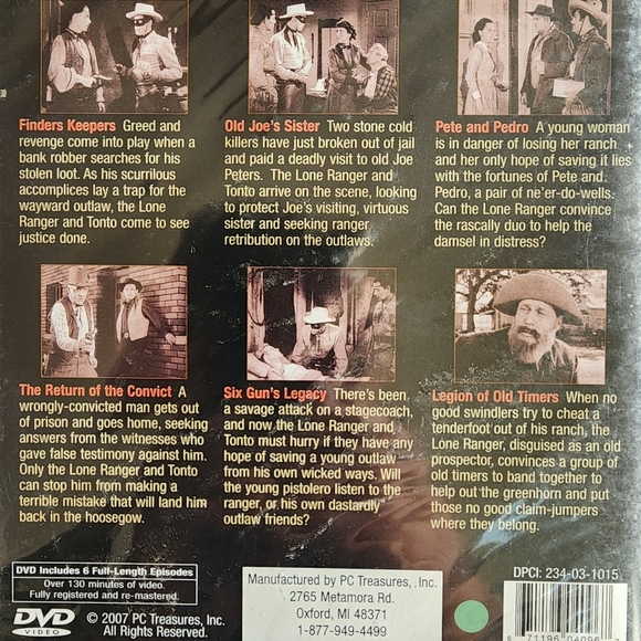 Nwt The Lone Ranger 6 classic episodes dvd. Sealed. Just $5 with 3+ dvds - Picture 3 of 4